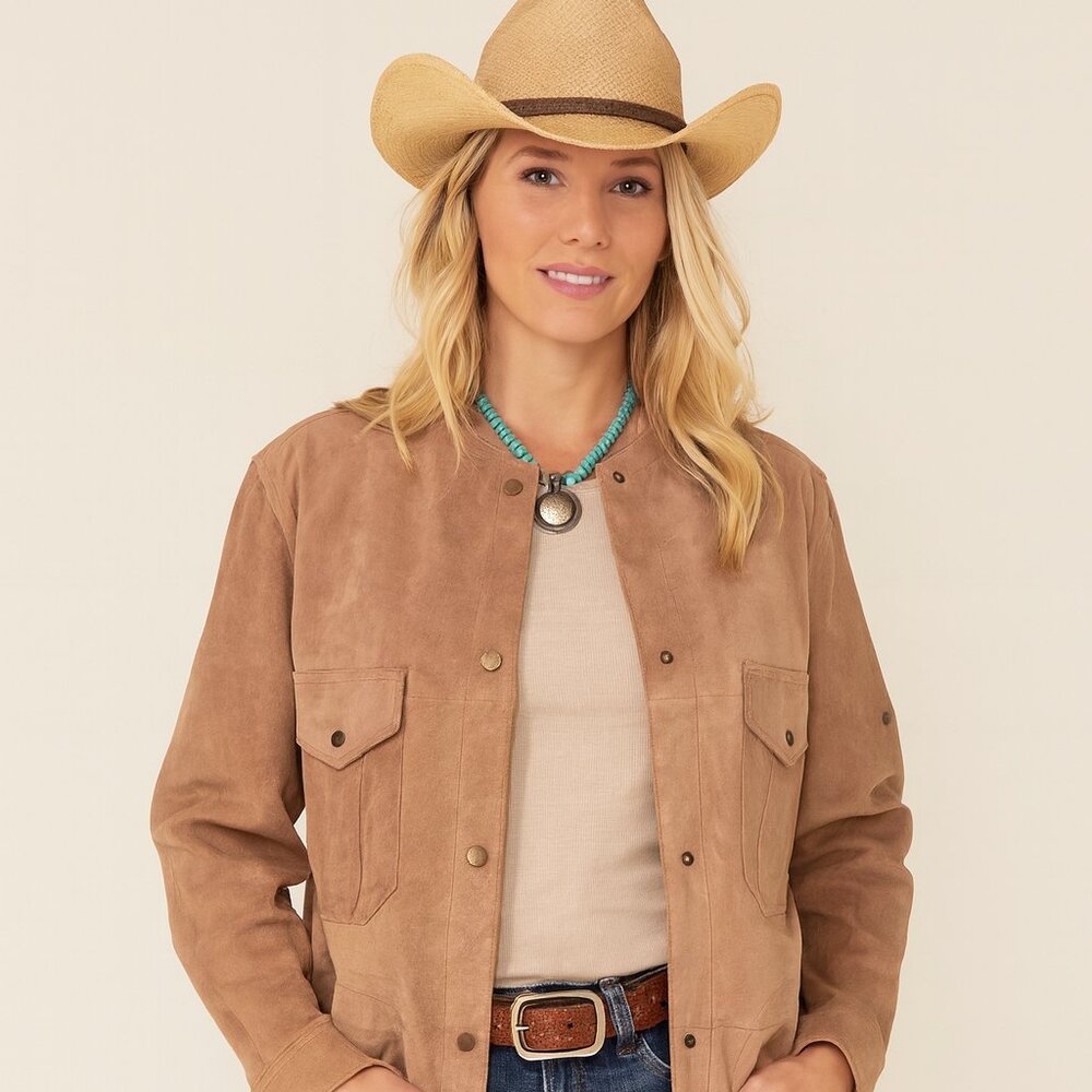 Vintage Tan Brown Leather Utility Jacket M/L Snap Front Shacket 100% Leather - Picture 12 of 12